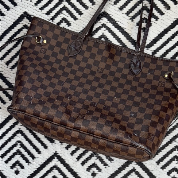 ❤️Elegant Brown Checkered Tote Bag & Dust Bag - Picture 8 of 11